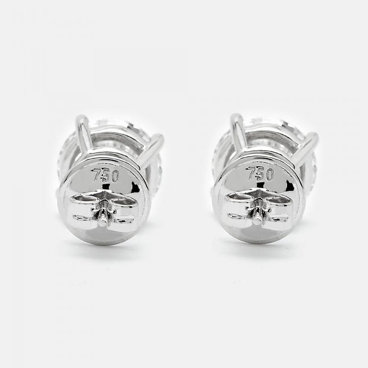 Pre Owned 18k White Gold Round Brilliant Cut Lab Grown Diamonds Earrings (Approx 6.00 ct)