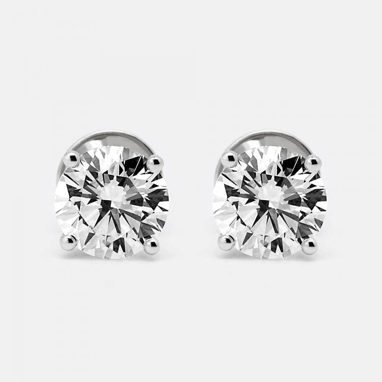 Pre Owned 4.00 cts Round Brilliant Cut 18k White Gold Lab Grown Diamonds Earrings