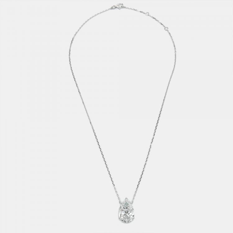 Pre Owned 8.00 cts Pear Brilliant Cut Lab Grown Diamond 18k White Gold Chain Necklace