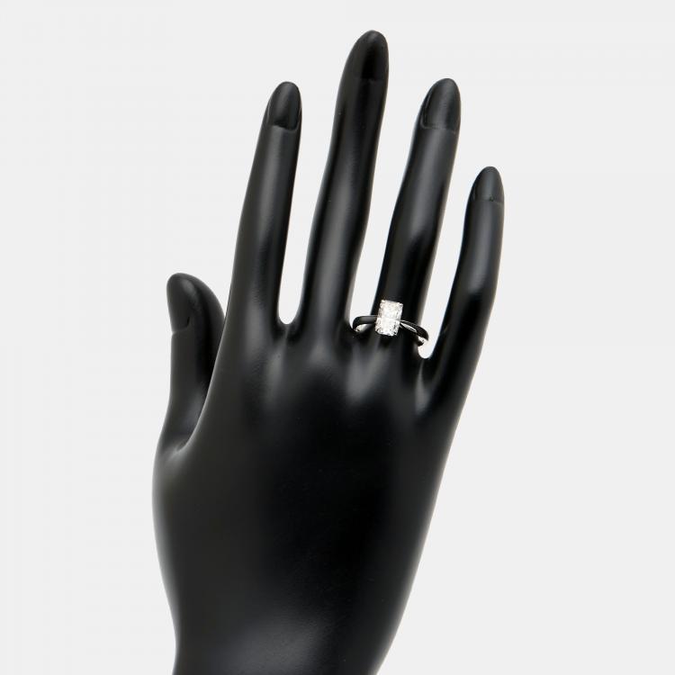 Pre Owned 1.50 cts Radiant Brilliant Cut 18k White Gold Lab Grown Diamonds Ring Size 54