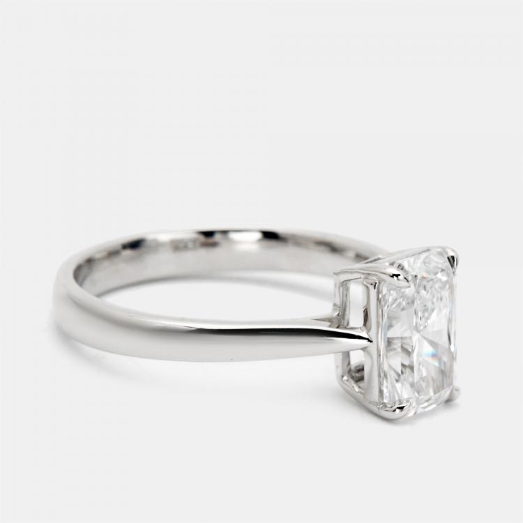 Pre Owned 1.50 cts Radiant Brilliant Cut 18k White Gold Lab Grown Diamonds Ring Size 54