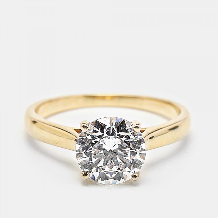 Pre Owned 2.00 cts Round Brilliant Cut 18k Yellow Gold Lab Grown Diamonds Ring Size 51