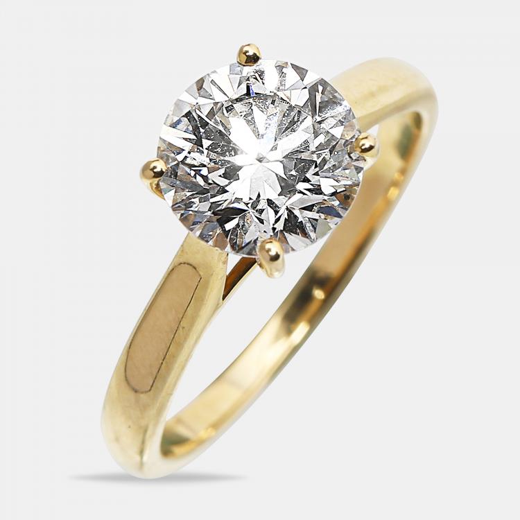 Pre Owned 2.00 cts Round Brilliant Cut 18k Yellow Gold Lab Grown Diamonds Ring Size 51