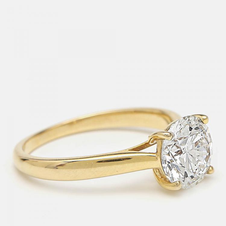 Pre Owned 2.00 cts Round Brilliant Cut 18k Yellow Gold Lab Grown Diamonds Ring Size 51