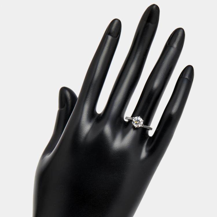 Pre Owned 1.00 cts Round Brilliant Lab Grown Diamond 18k White Gold Ring Size 54