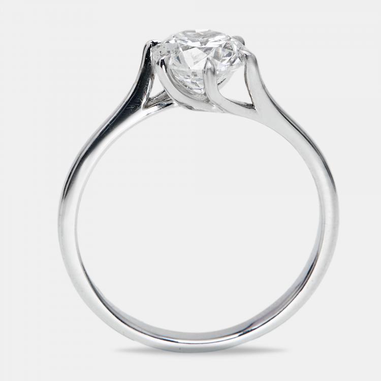 Pre Owned 1.00 cts Round Brilliant Lab Grown Diamond 18k White Gold Ring Size 54