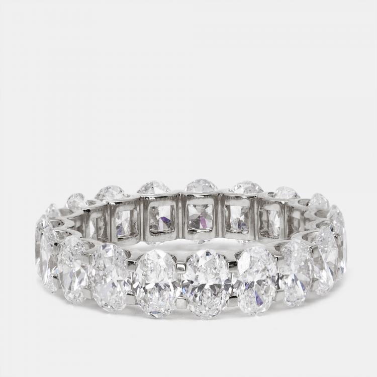 Pre Owned 4.80 cts Oval Brilliant Lab Grown Diamond 18k White Gold Eternity Band Ring Size 53