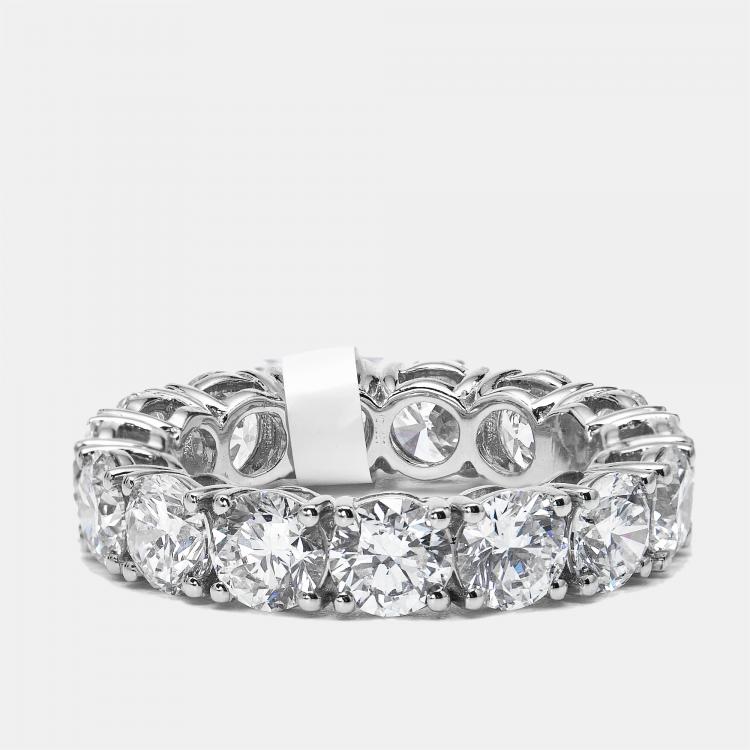 Pre Owned 6 cts Round Brilliant Lab Grown Diamonds 18k White Gold Eternity Band Ring Size 53
