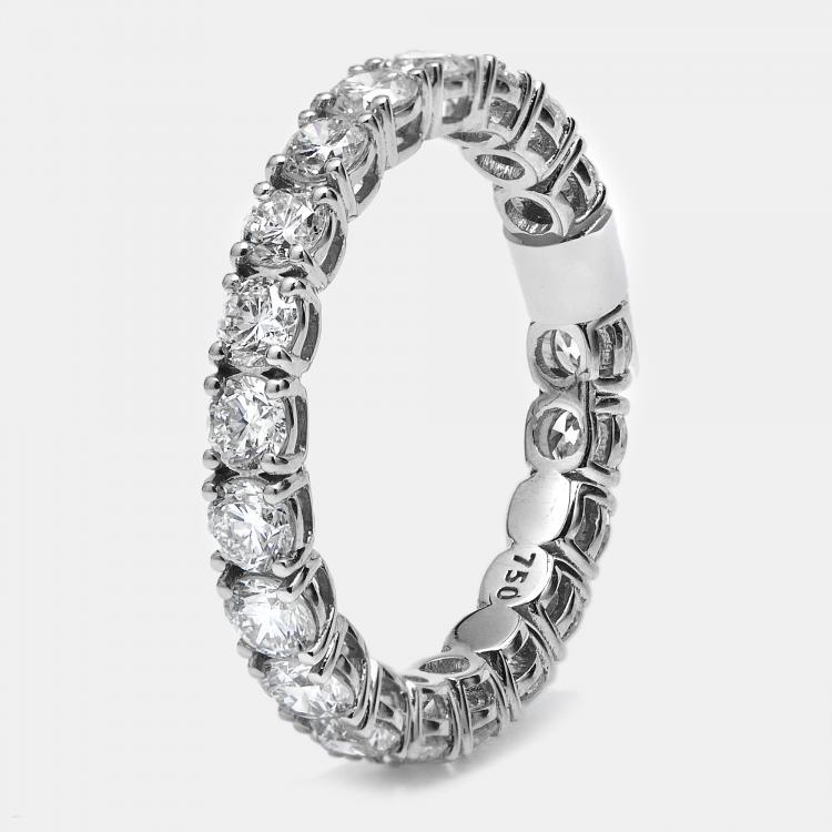 مملوكة مسبقًا 2.18 cts Round Brilliant Lab Grown Diamonds 18k White Gold Eternity Band Ring Size 53