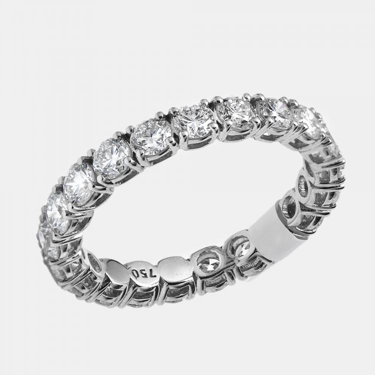 مملوكة مسبقًا 2.18 cts Round Brilliant Lab Grown Diamonds 18k White Gold Eternity Band Ring Size 53