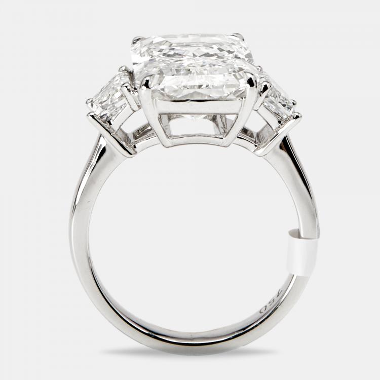 Pre Owned 8 cts Radiant and Trapezoid Lab Grown Diamonds 18k White Gold Ring Size 54