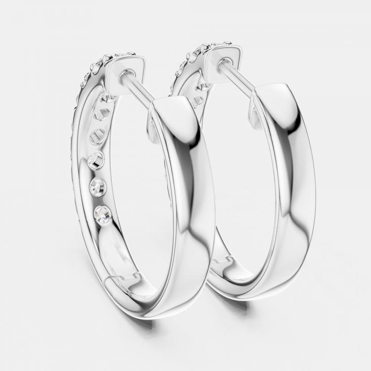 Pre Owned 0.70 ct Round Cut 18k White Gold Lab Grown Diamond Hoop Earrings