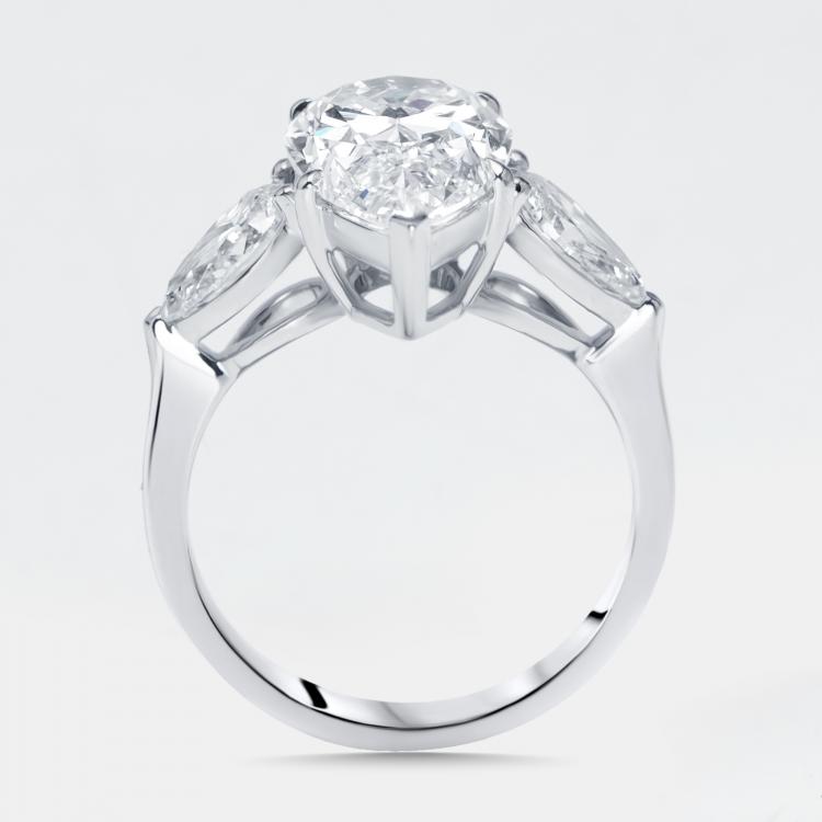 Pre Owned 4.5 cts Pear Lab Grown Diamonds 18k White Gold Ring Size 52