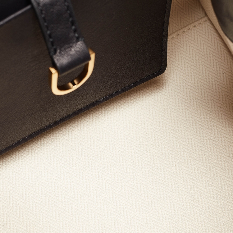 Pre Owned The Row Black Leather Margaux 10 Satchel