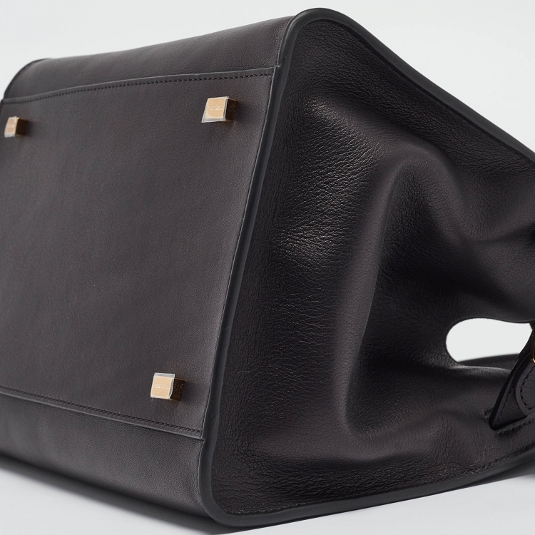 Pre Owned The Row Black Leather Margaux 10 Satchel