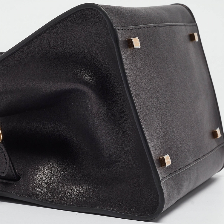 Pre Owned The Row Black Leather Margaux 10 Satchel