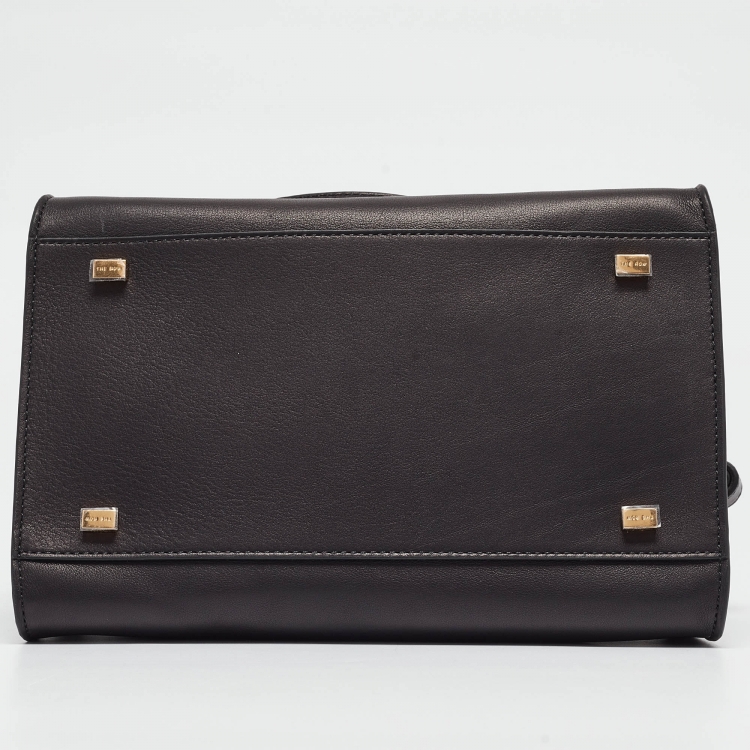 Pre Owned The Row Black Leather Margaux 10 Satchel
