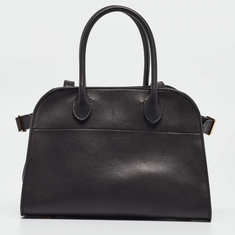 Pre Owned The Row Black Leather Margaux 10 Satchel