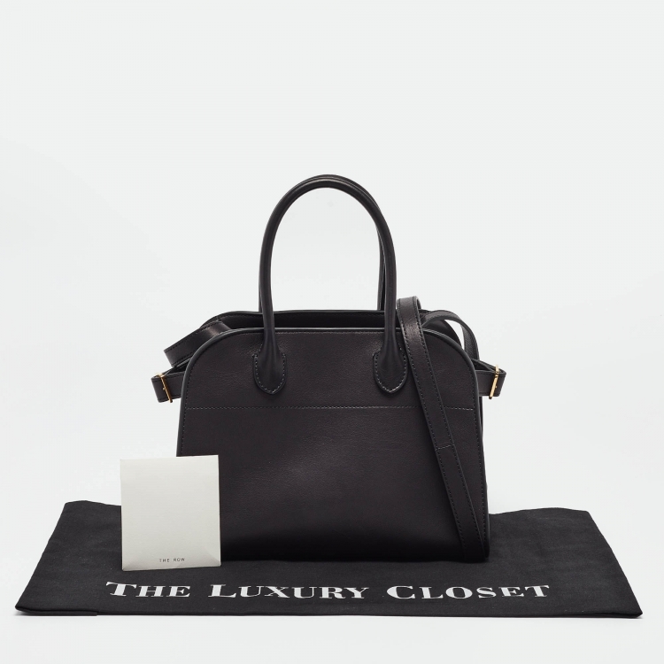 Pre Owned The Row Black Leather Margaux 10 Satchel