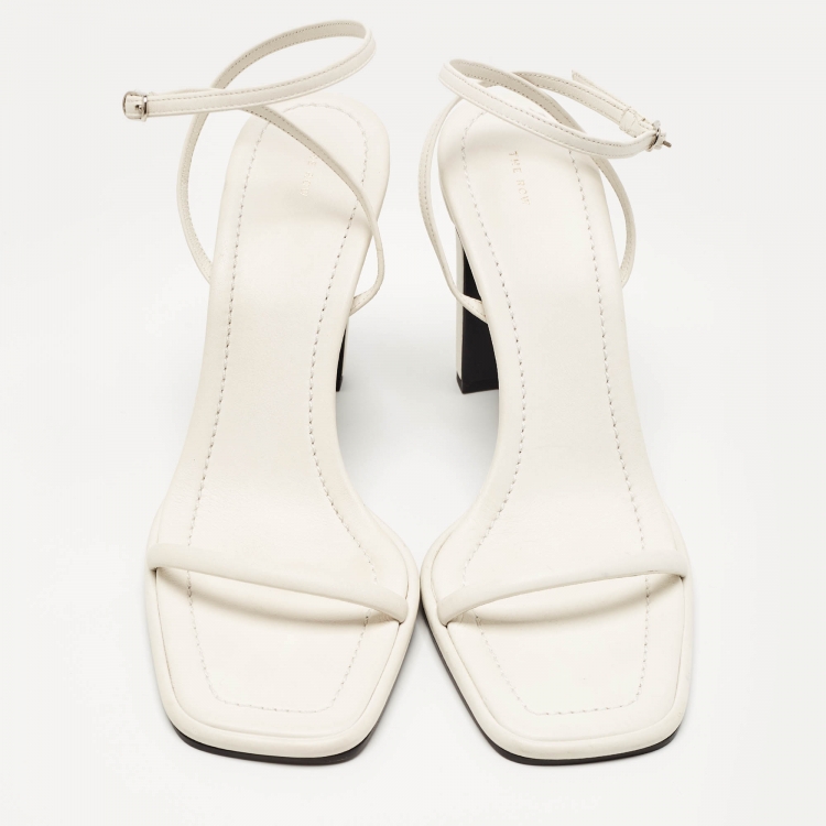 Pre Owned The Row White Leather Ankle Strap Sandals Size 41