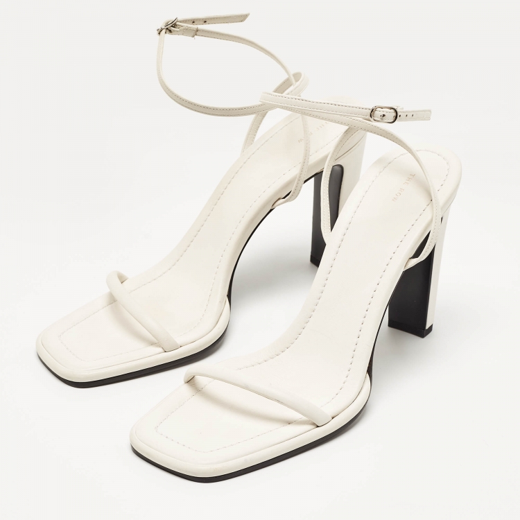 Pre Owned The Row White Leather Ankle Strap Sandals Size 41
