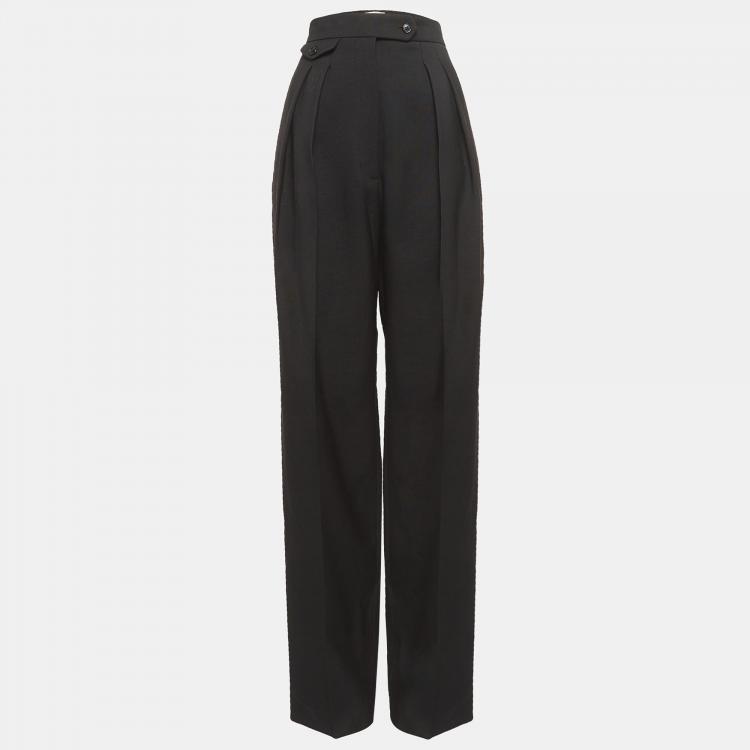 Pre Owned The Row Black Wool & Mohair Wide Leg Pants M