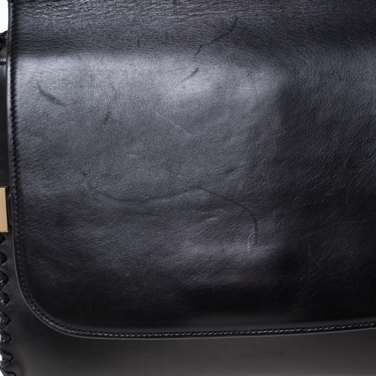 Pre Owned The Row Black Leather Top Handle Bag