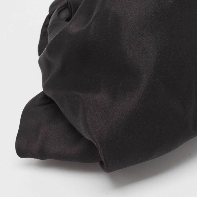 Pre Owned The Row Black Satin Knot Shoulder Bag