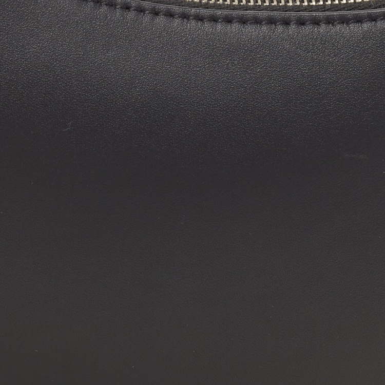 Pre Owned The Row Black Leather Half Moon Shoulder Bag