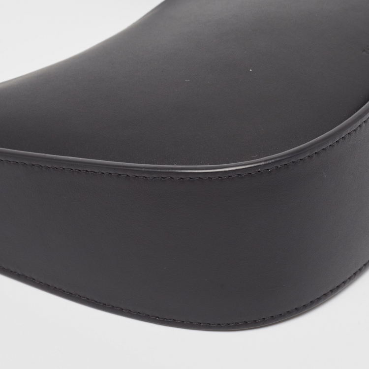 Pre Owned The Row Black Leather Half Moon Shoulder Bag