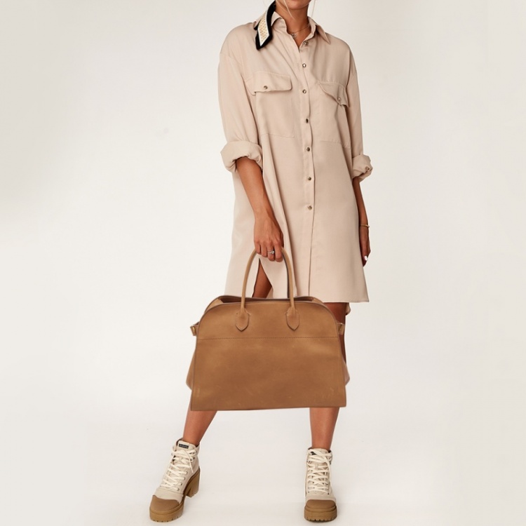 Pre Owned The Row Brown Leather Soft Margaux Bag