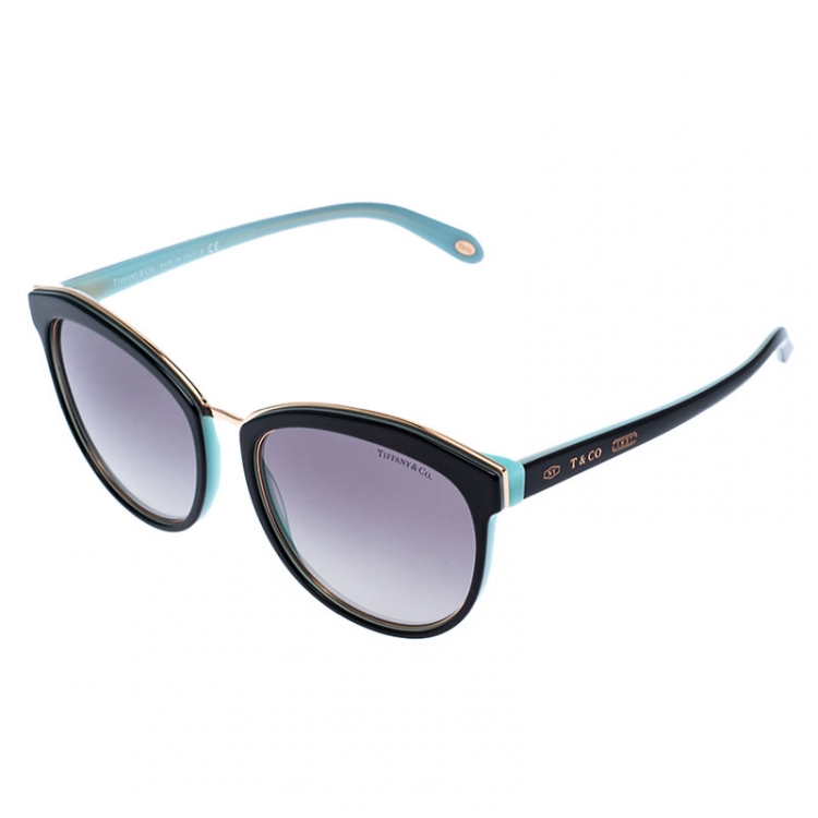 Pre Owned Tiffany & Co. Turquoise Blue/ Grey Gradient TF 4146 Round Sunglasses