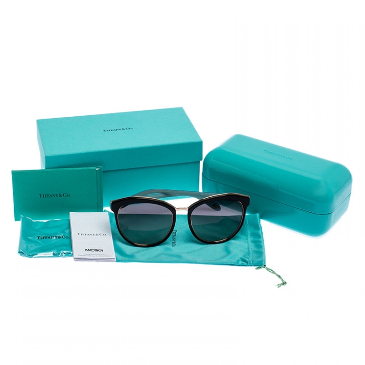 Pre Owned Tiffany & Co. Turquoise Blue/ Grey Gradient TF 4146 Round Sunglasses
