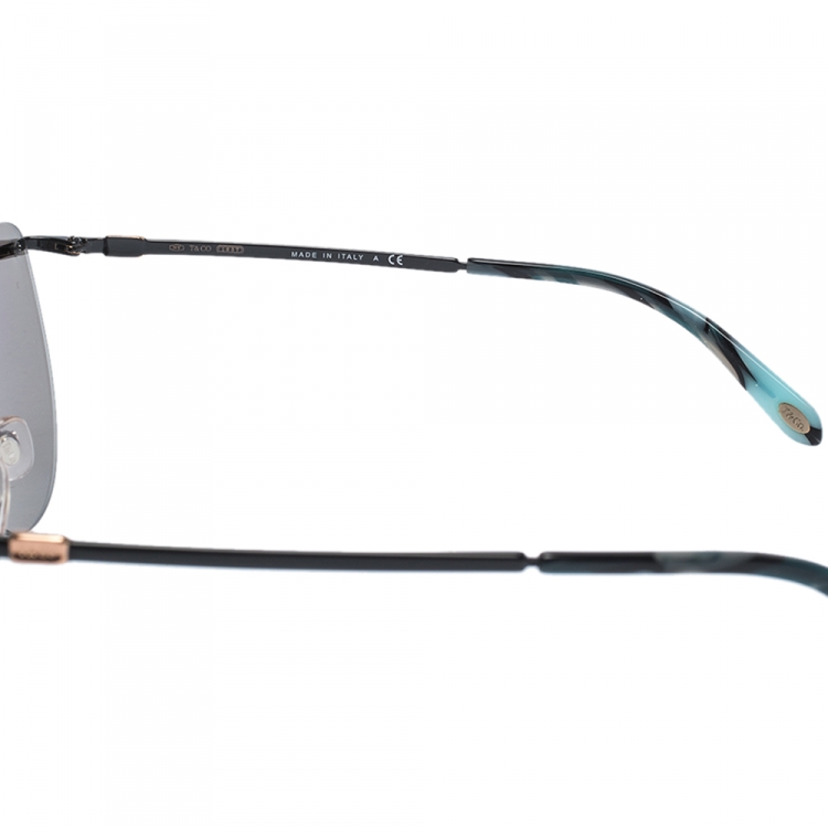 Pre Owned Tiffany & Co.Black/Silver Mirror TF 3057 Rimless Sunglasses