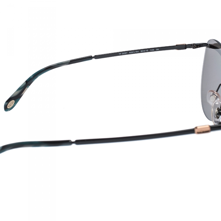 Pre Owned Tiffany & Co.Black/Silver Mirror TF 3057 Rimless Sunglasses