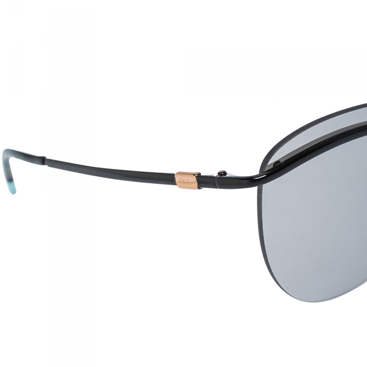 Pre Owned Tiffany & Co.Black/Silver Mirror TF 3057 Rimless Sunglasses