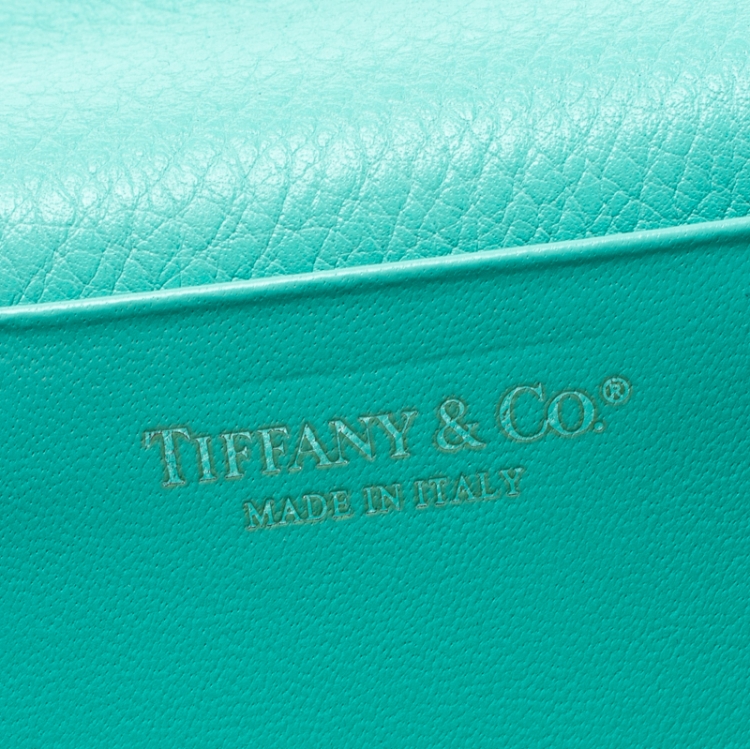 Pre Owned Tiffany & Co. Turquoise Leather Turnlock Wallet