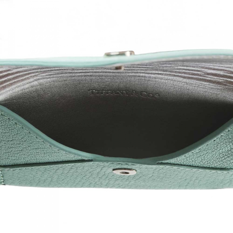 Pre Owned Tiffany & Co Turquoise Leather Mini Pouch
