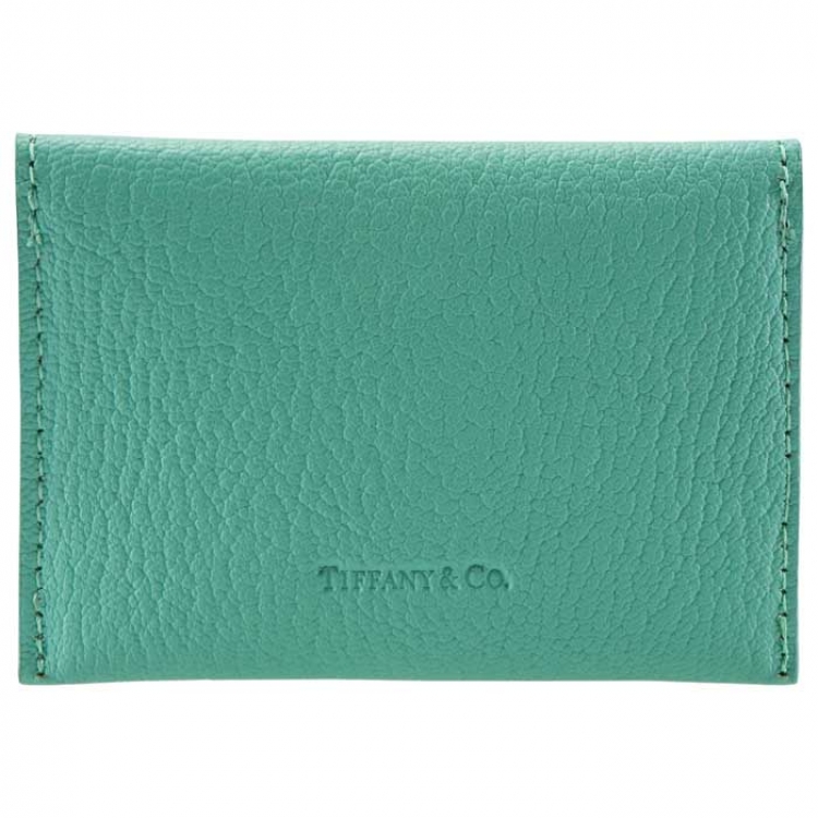 Pre Owned Tiffany & Co Turquoise Leather Mini Pouch