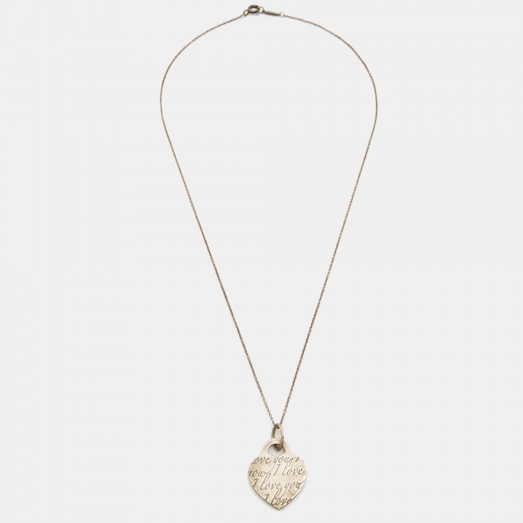 Pre Owned Tiffany & Co.  I Love You Heart Tag Sterling Silver Necklace