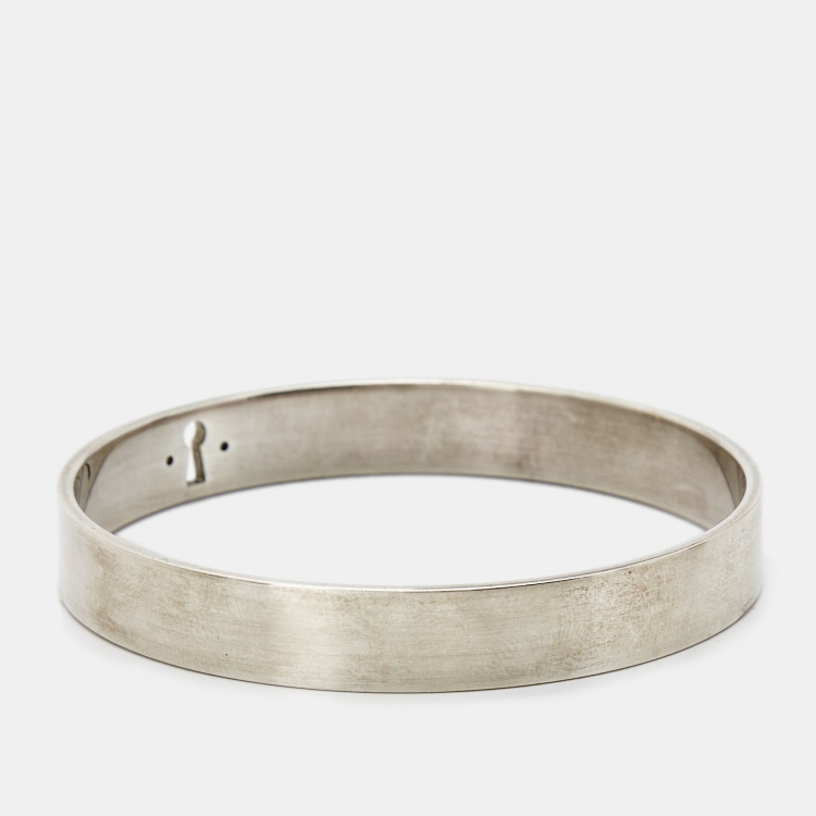 Pre Owned Tiffany & Co. Locks Diamond Sterling Silver Bangle Bracelet