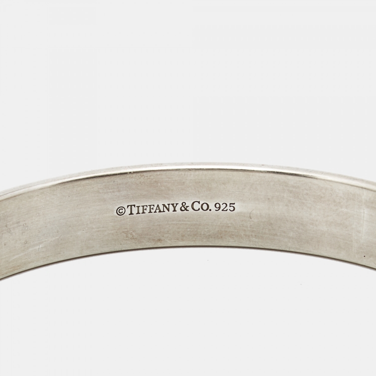 Pre Owned Tiffany & Co. Locks Diamond Sterling Silver Bangle Bracelet