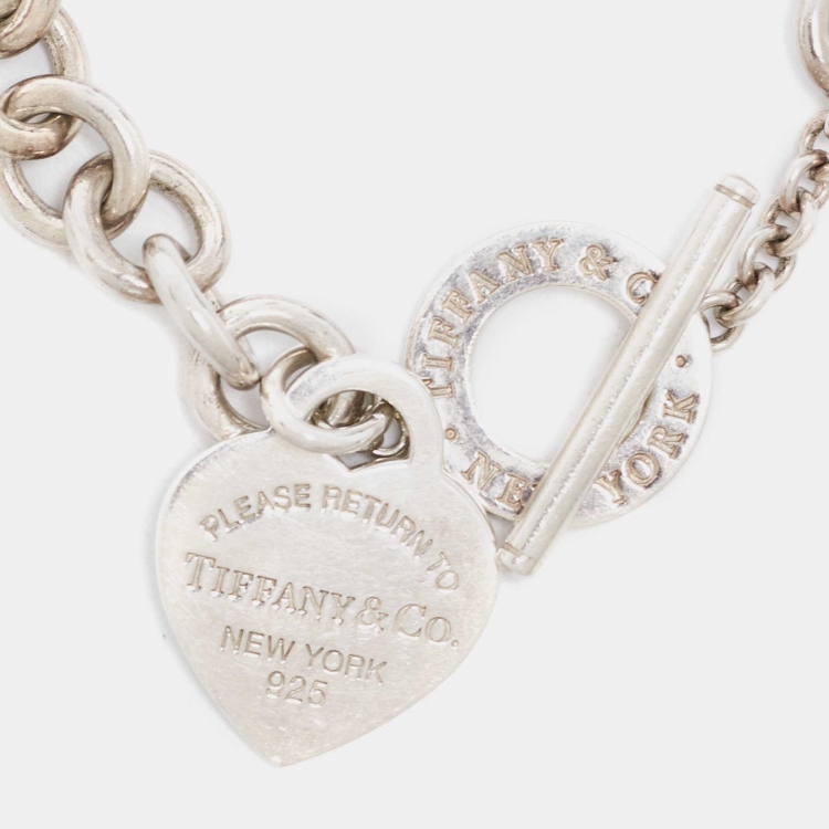 Pre Owned Tiffany & Co. Return to Tiffany Heart Tag Sterling Silver Toggle Bracelet