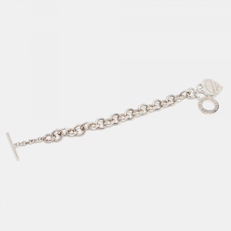 Pre Owned Tiffany & Co. Return to Tiffany Heart Tag Sterling Silver Toggle Bracelet
