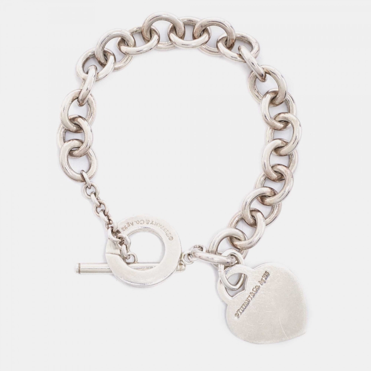 Pre Owned Tiffany & Co. Return to Tiffany Heart Tag Sterling Silver Toggle Bracelet