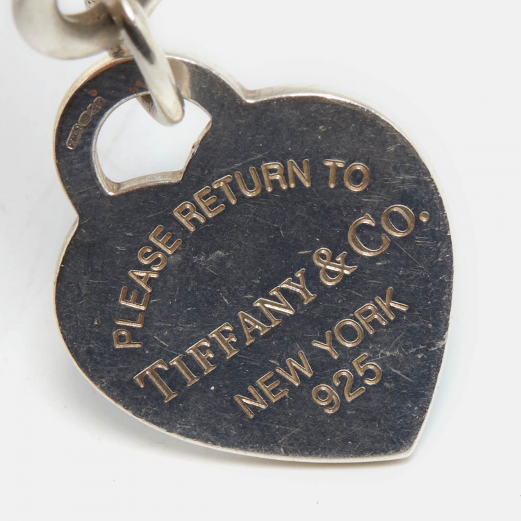 Pre Owned Tiffany & Co. Return To Tiffany Blue Enamel Heart Tag & Silver Bracelet
