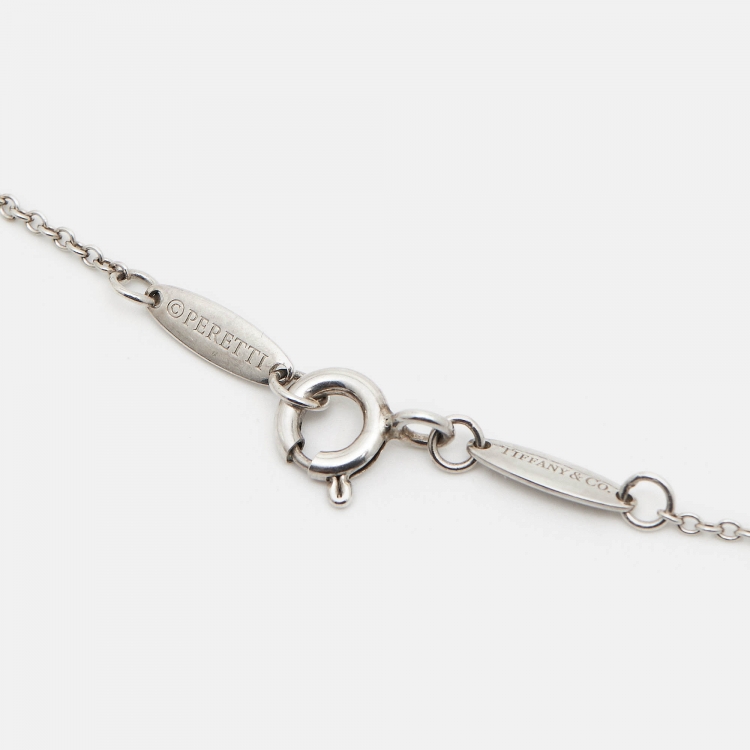 Pre Owned Tiffany & Co. Elsa Peretti  Open Heart Diamond Sterling Silver Necklace