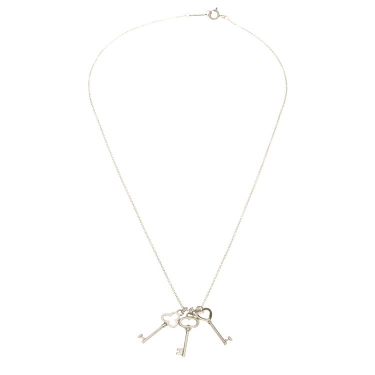 Pre Owned Tiffany & Co. Three Key Silver Pendant Necklace