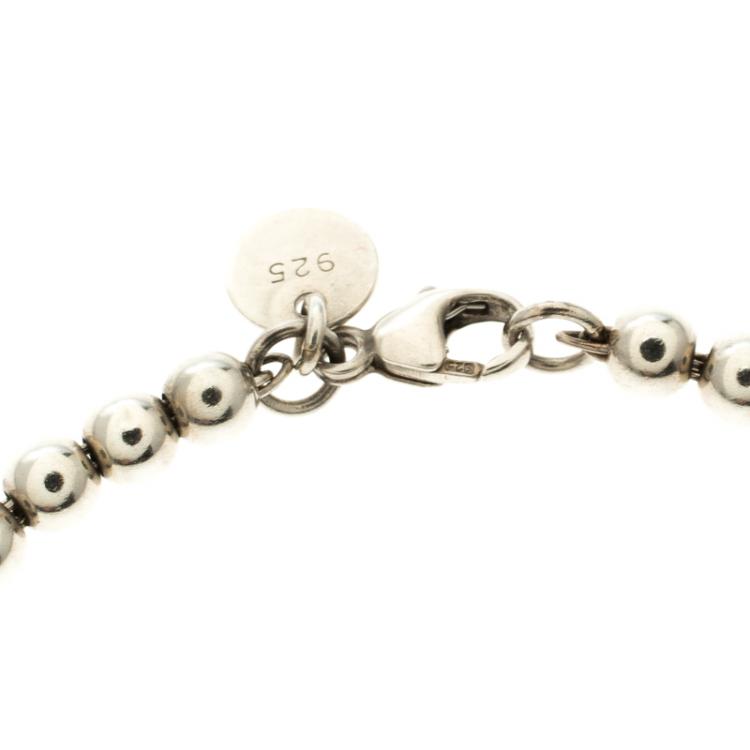 Pre Owned Tiffany & Co. Return To Tiffany Heart Tag Rose Gold & Silver Bead Bracelet 