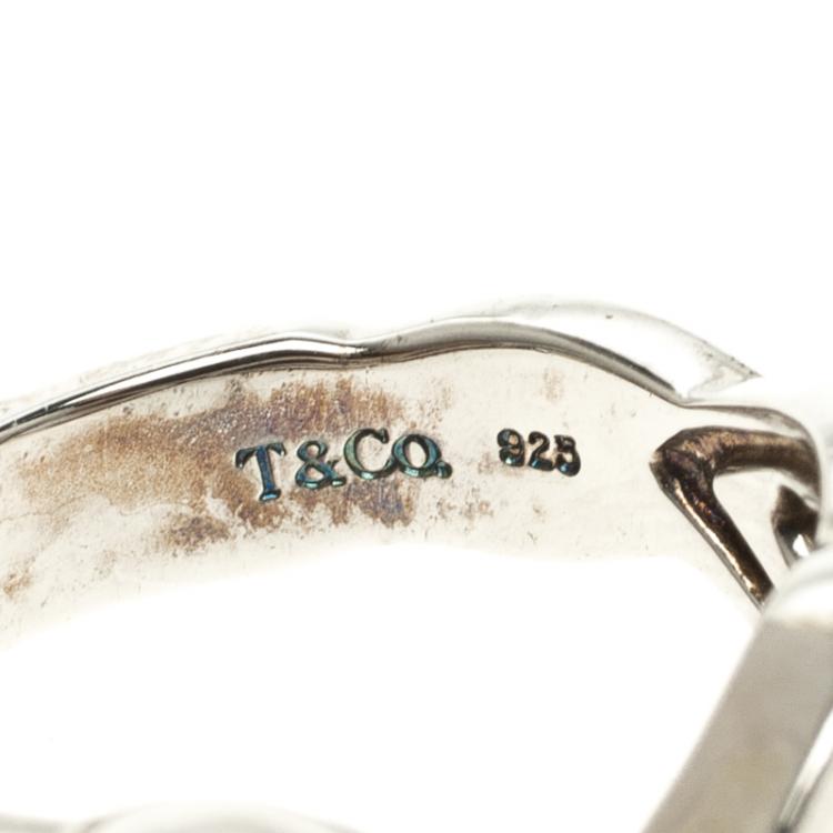 Pre Owned Tiffany & Co. Paloma Picasso Double Loving Heart Silver Ring Size 50.5